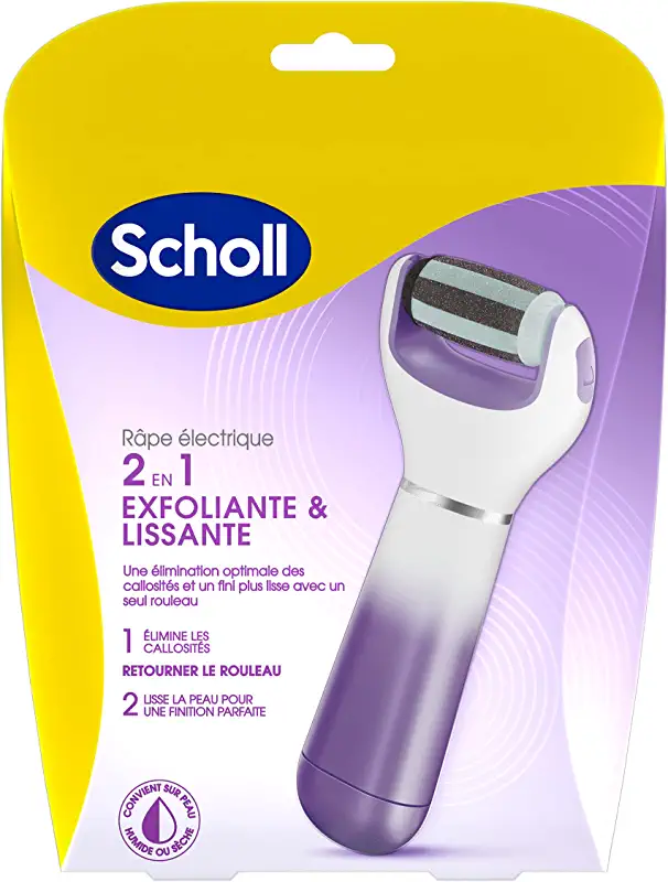 Scholl Râpe Pieds Electrique Rouleau Exfoliant et Lissant et Piles Incluses
