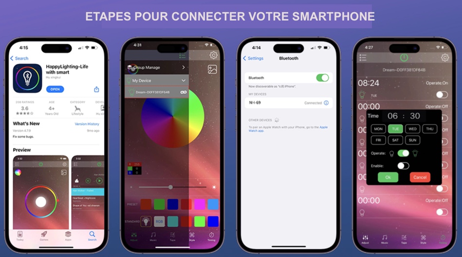 Enceinte Bluetooth Réveil Ambiance de lumière et chargeur Enceinte Bluetooth Réveil Ambiance de lumière et chargeur