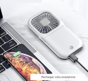 Ventilateur Portable 2-en-1 : Gardez-vous au frais et rechargez votre smartphone en un seul geste !