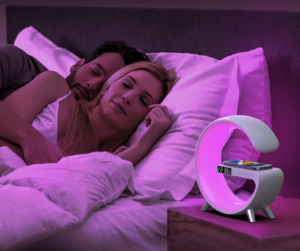 Enceinte Bluetooth Réveil Ambiance de lumière et chargeur