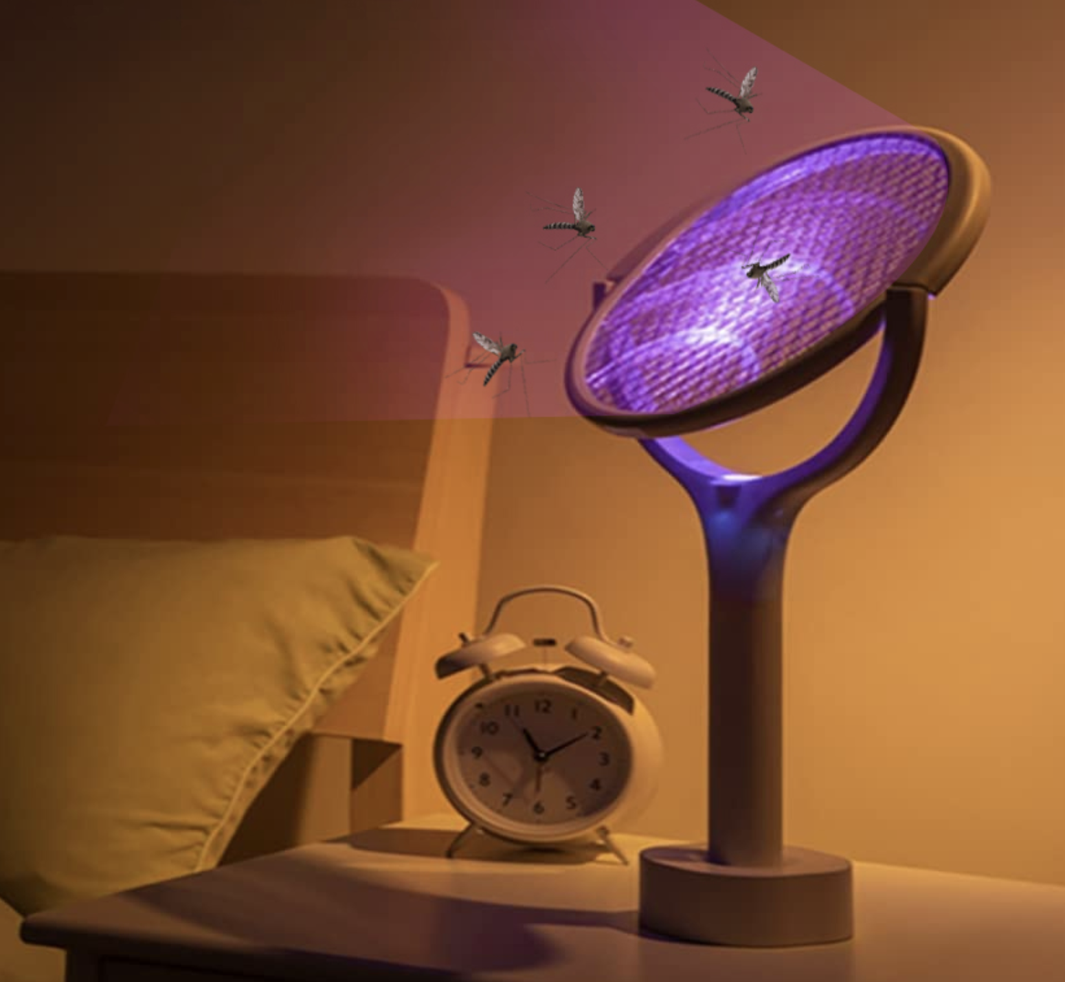 Lampe raquette anti-moustique extensible Rotative à 90° rechargeable