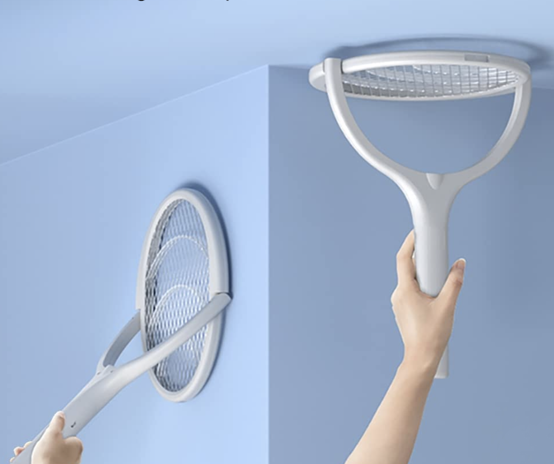 Lampe raquette anti-moustique extensible Rotative à 90° rechargeable