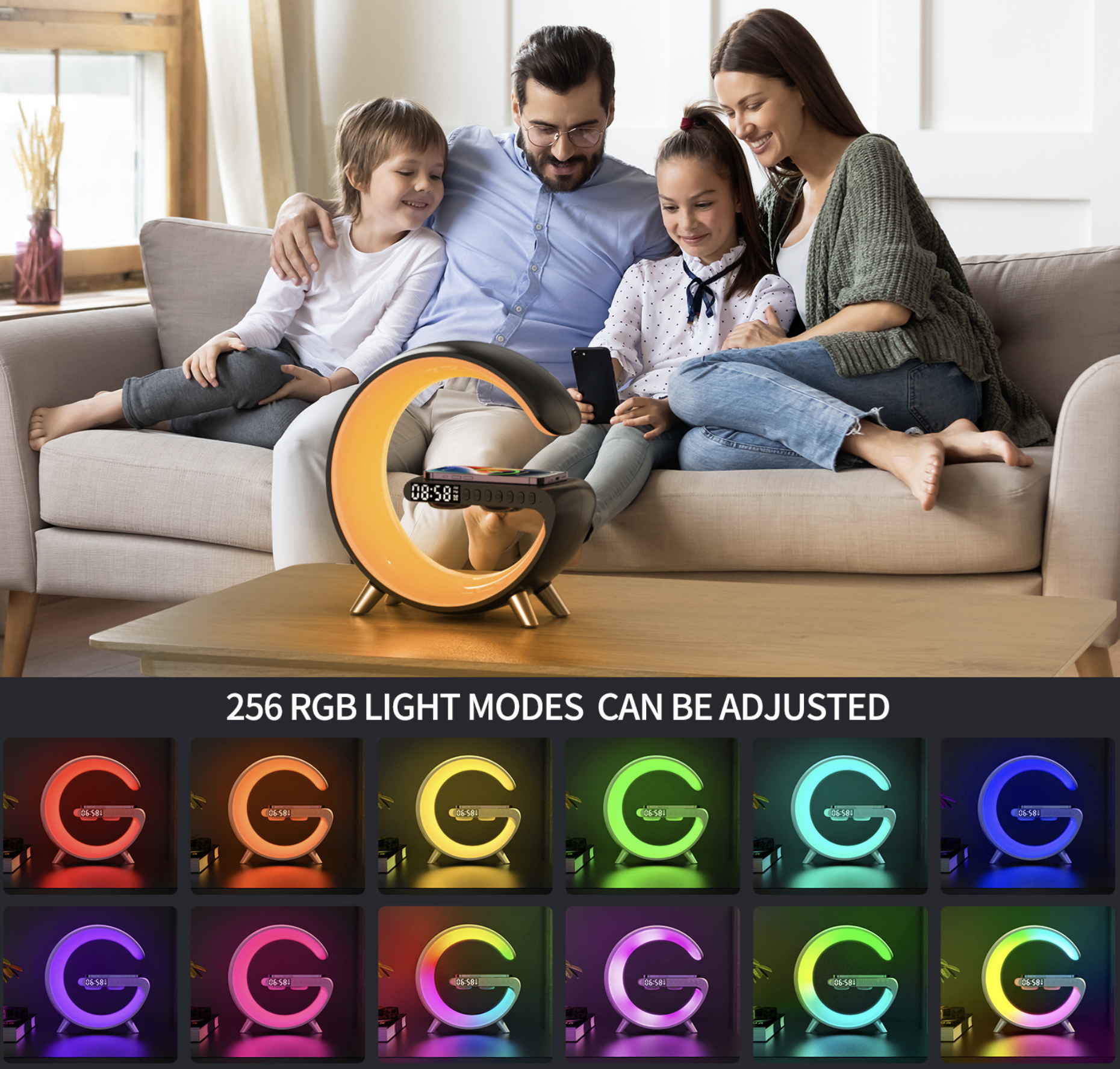 Enceinte Bluetooth Réveil Ambiance de lumière et chargeur Enceinte Bluetooth Réveil Ambiance de lumière et chargeur