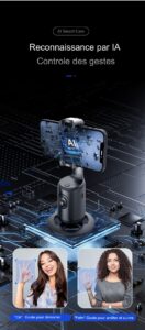 Mini perche à selfie dotée d’IA avec caméra de suivi automatique à 360 °
