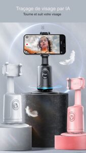Mini perche à selfie dotée d’IA avec caméra de suivi automatique à 360 °