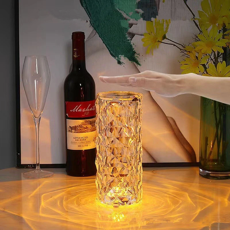 Lampe de table cristal rechargeable Tactile USB 16 couleurs