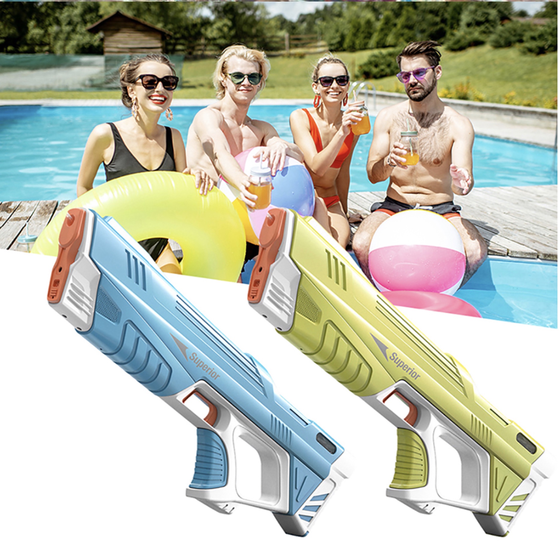 Pistolet à eau électrique puissant rechargeable bazoka Superior 43 cm