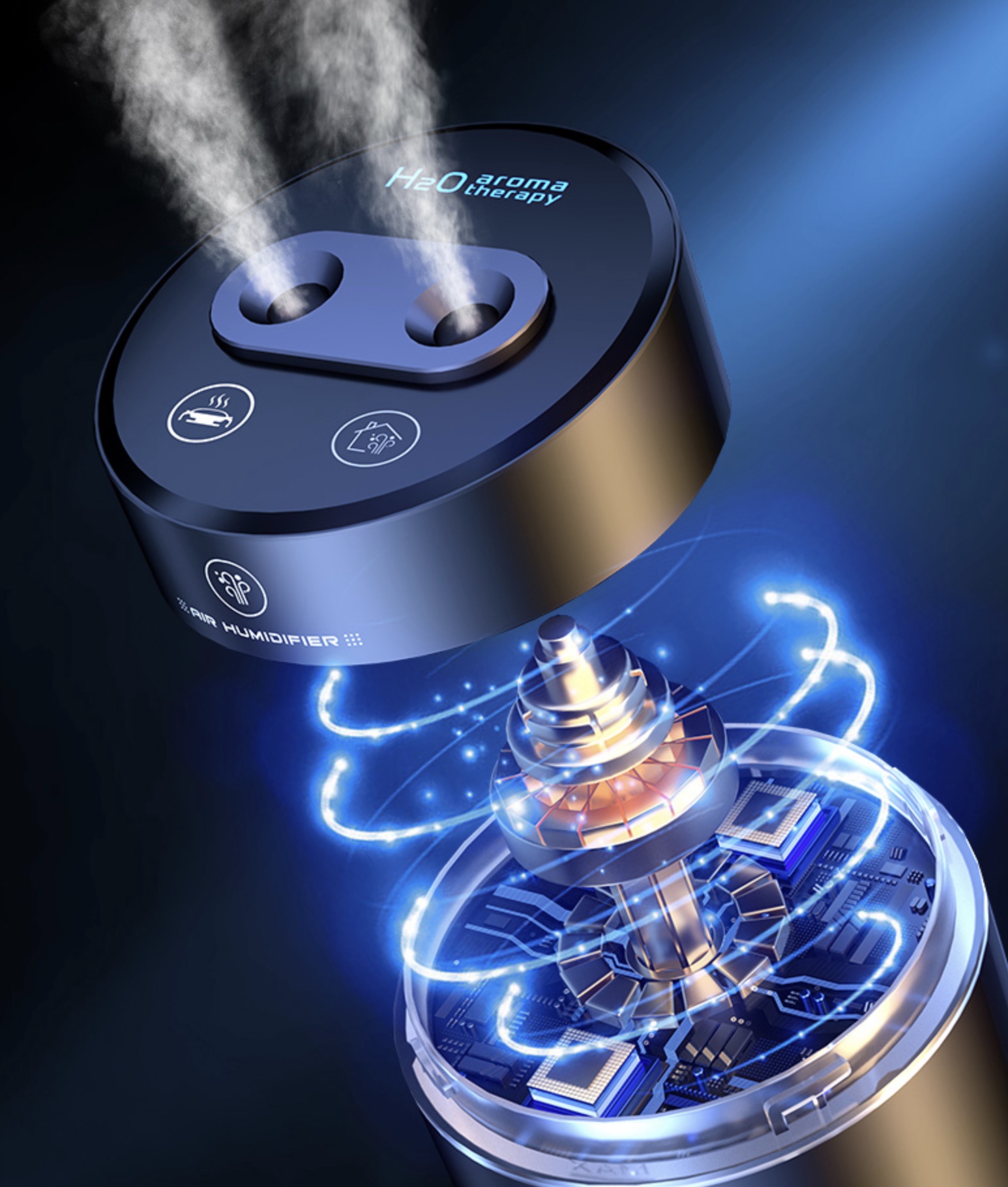 Humidificateur d’air et diffuseur d’huile essentielle USB double sortie Humidificateur d’air et diffuseur d’huile essentielle USB double sortie