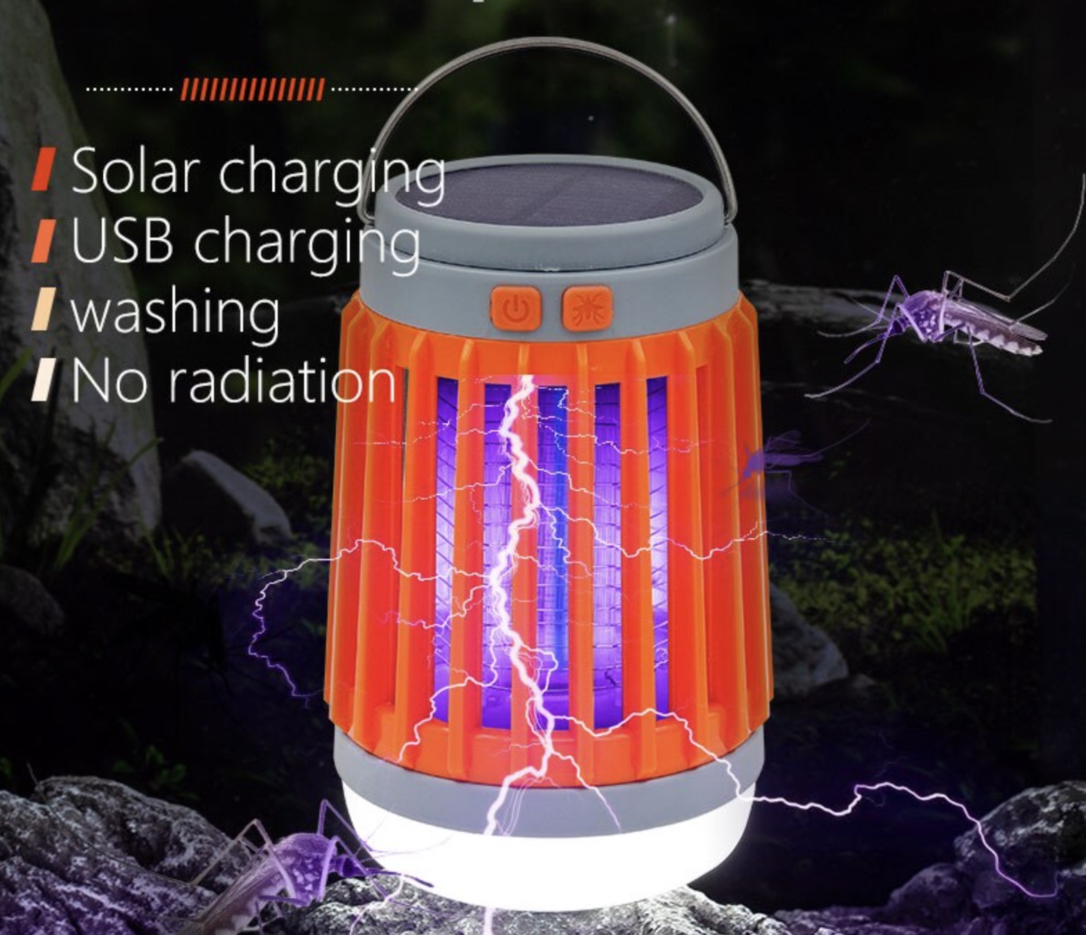 Lampe anti-moustiques rechargeable USB à énergie solaire portable