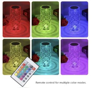 Lampe de table cristal LED 16 couleurs tactile rechargeable avec télécommande