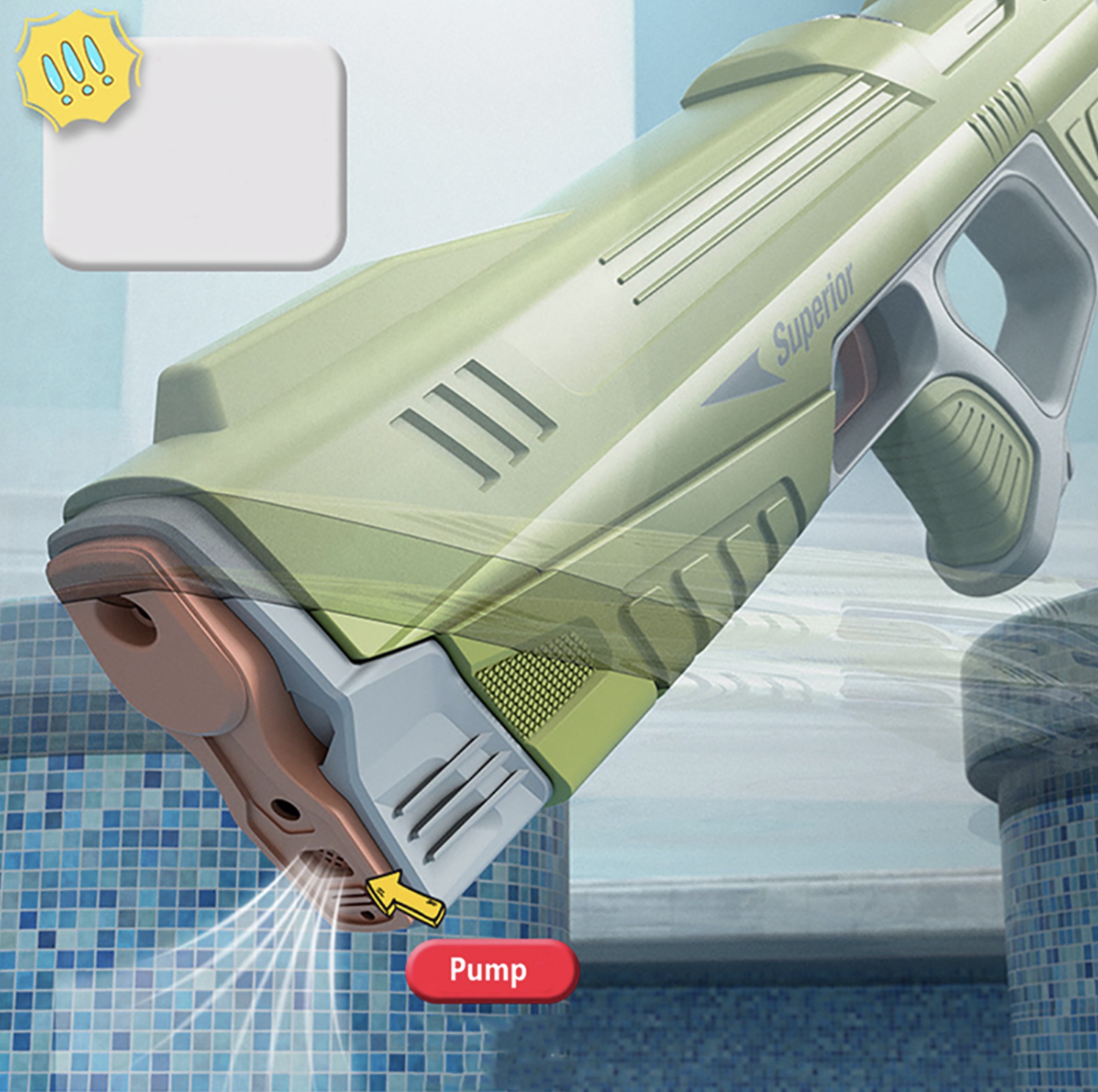 Pistolet à eau électrique puissant rechargeable bazoka Superior 43 cm