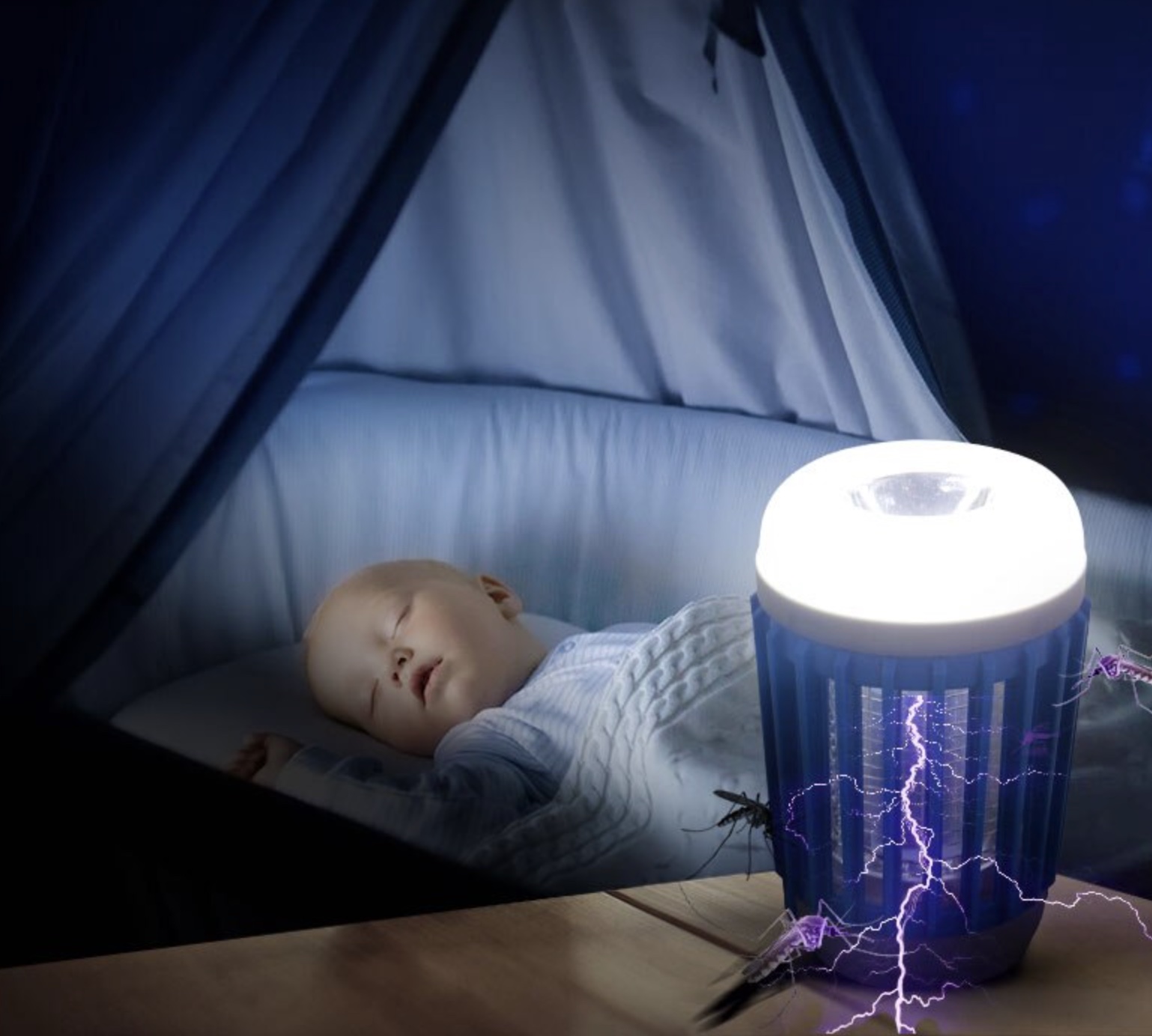 Lampe anti-moustiques rechargeable USB à énergie solaire portable