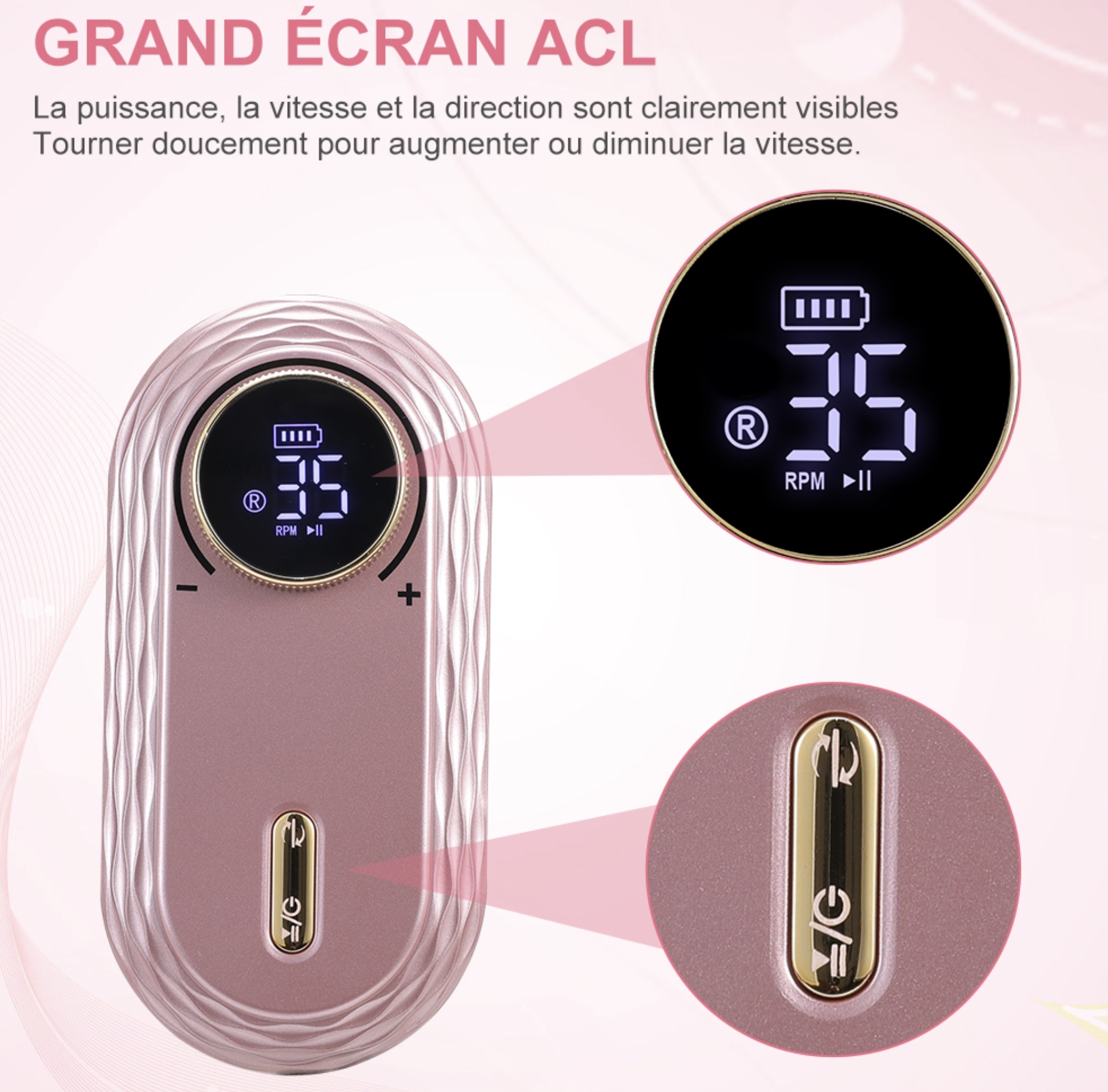 Ponceuse à ongles électrique professionnel Rechargeable 35000RPM pour manicure