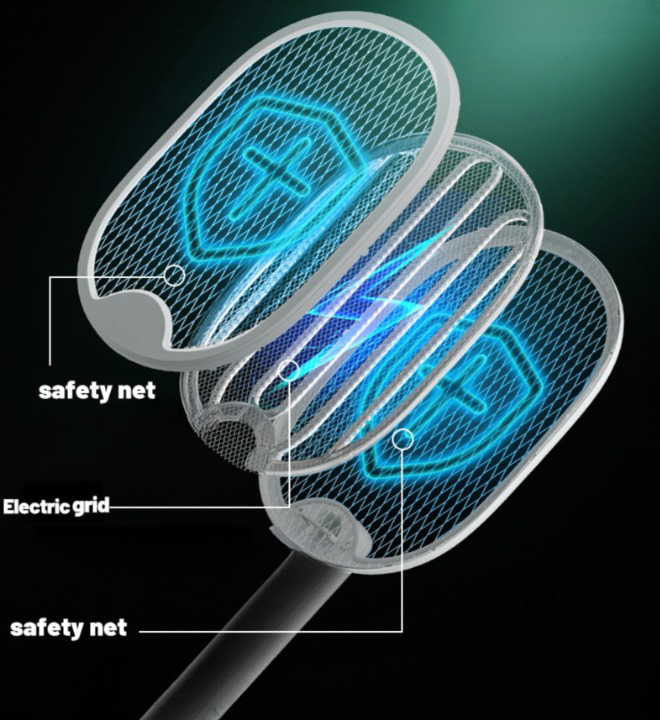 Raquette anti-moustiques et lampe UV pliable Rechargeable USB 3000V Raquette anti-moustiques et lampe UV pliable Rechargeable USB 3000V