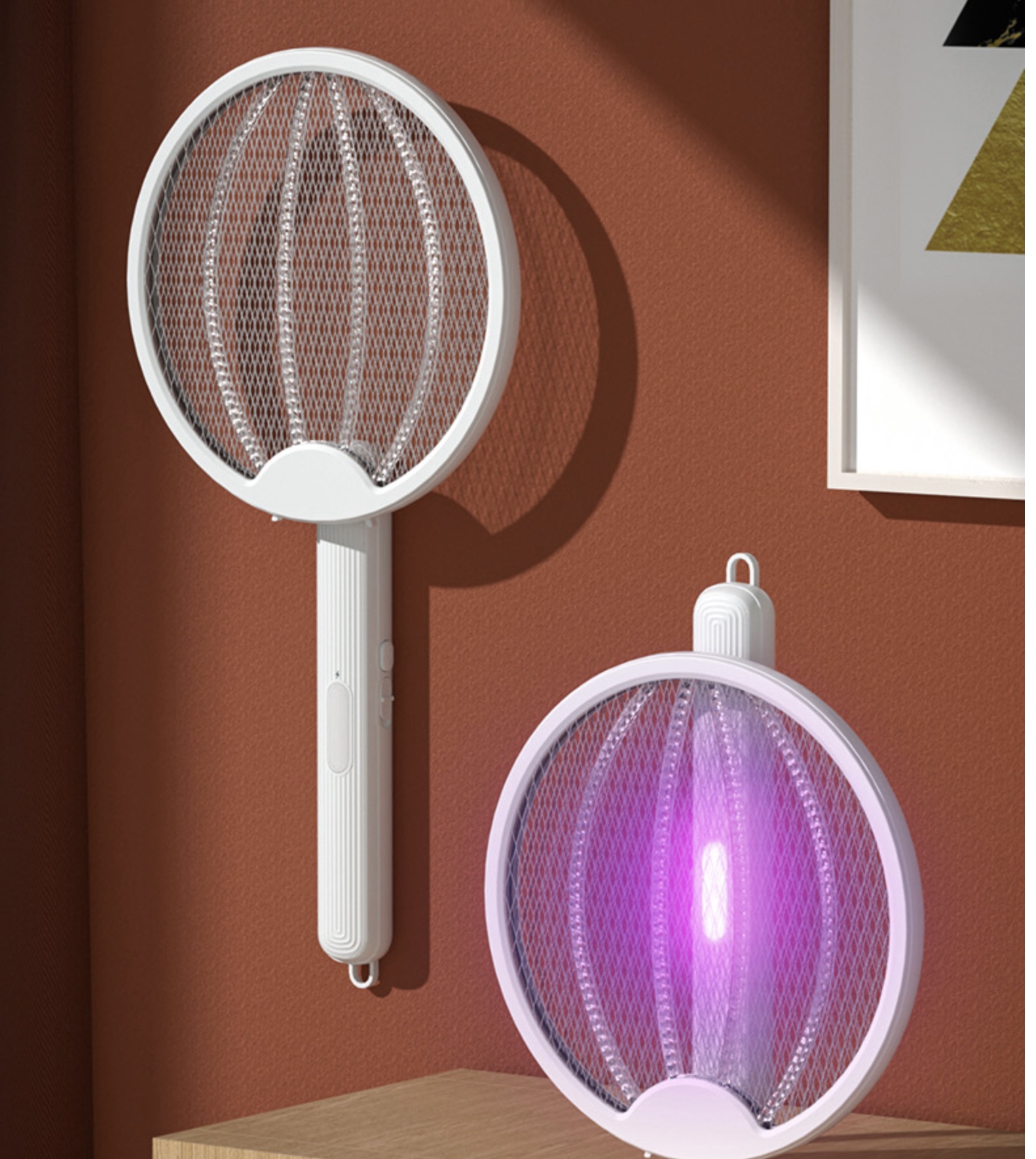 Raquette anti-moustiques et lampe UV pliable Rechargeable USB 3000V
